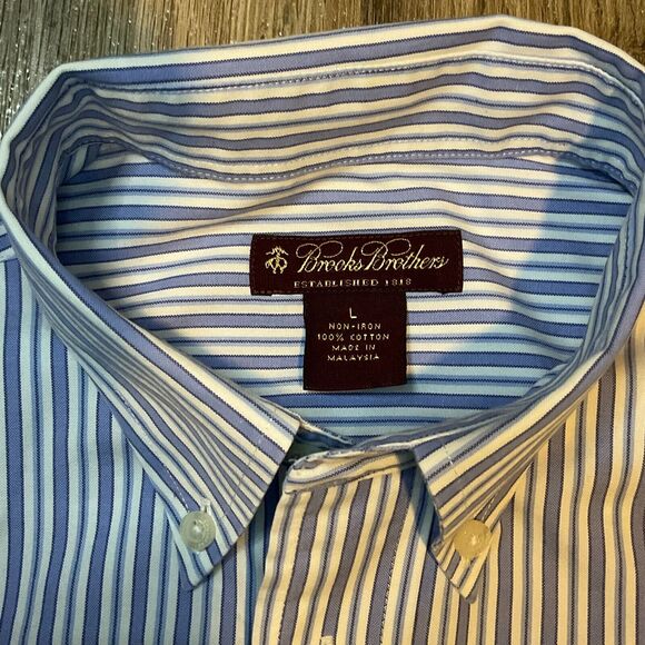 Brooks Brothers‎ Boys Non Iron Button Down Shirt Blue Plaid Large Youth LS - Picture 2 of 6
